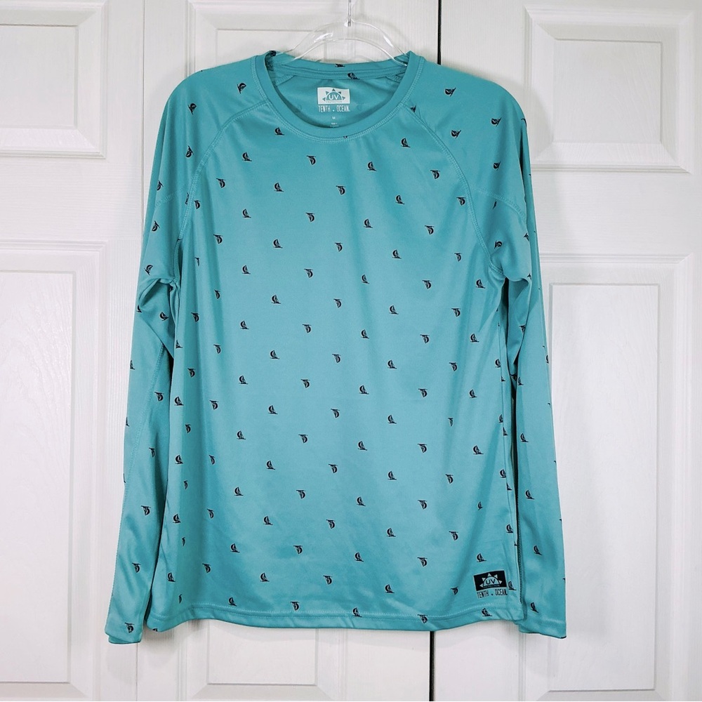 🌹 Tenth + Ocean Blue Swim Shirt Rash-guard - Medium